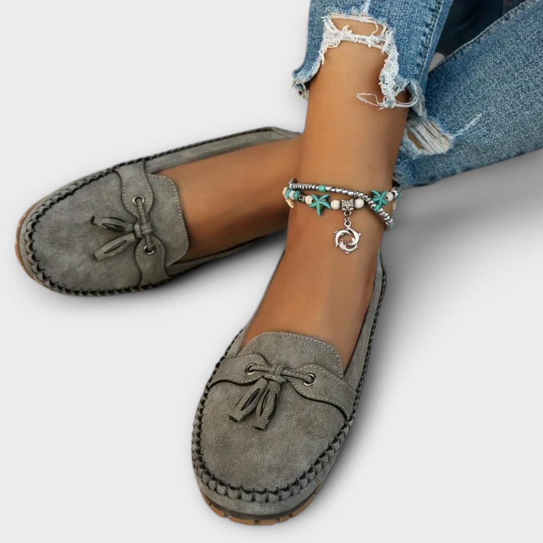 Women's Orthopedic Suede Loafer Shoes Tassel Detail Flat