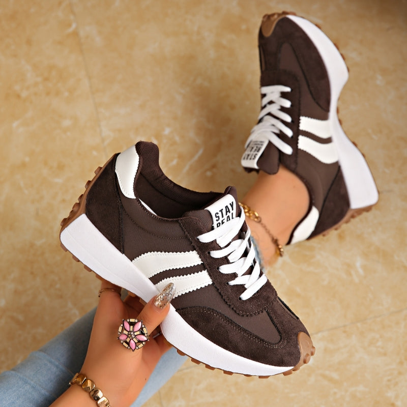 Women's Lace-Up Trainers with Low-Cut Design and Textured Sole