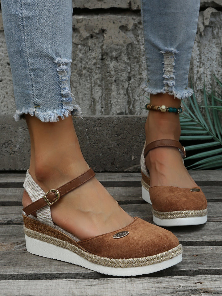 Women's Orthopedic Woven Wedge Sandals Buckle Ankle Strap