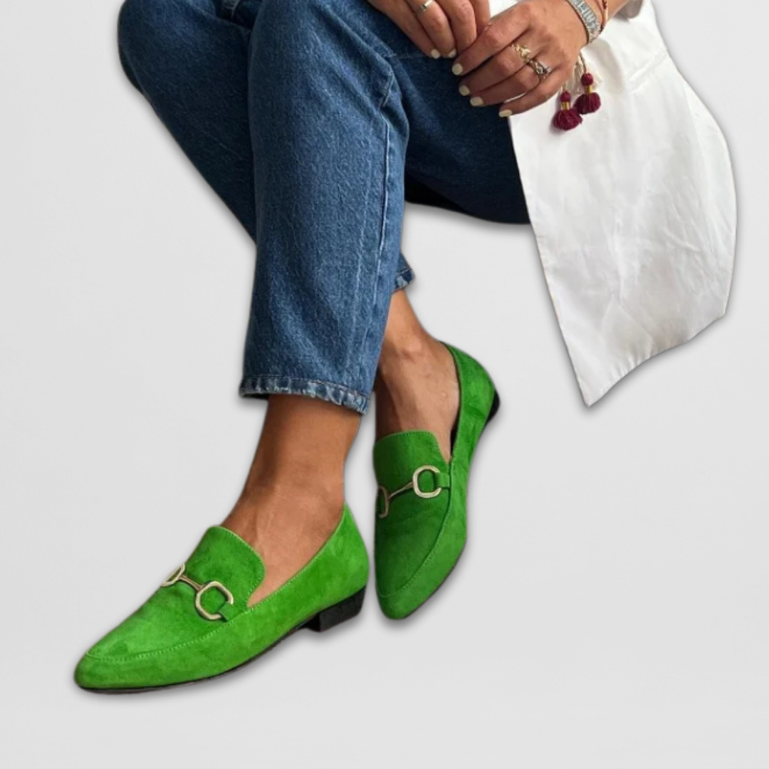 Women's Colorblock Pointed Toe Loafers Horsebit Detail