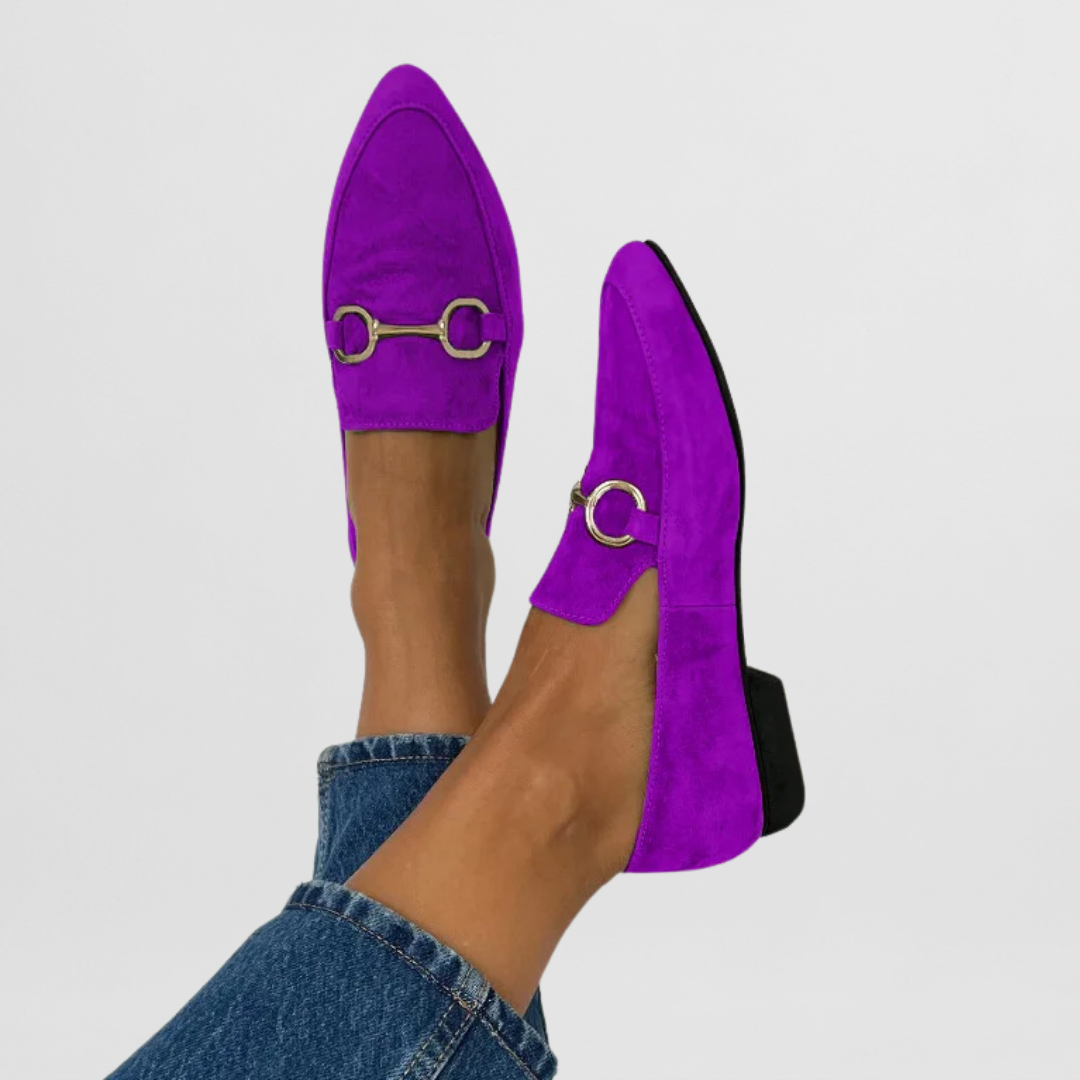 Women's Colorblock Pointed Toe Loafers Horsebit Detail