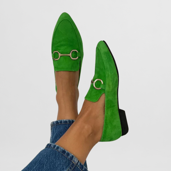 Women's Colorblock Pointed Toe Loafers Horsebit Detail