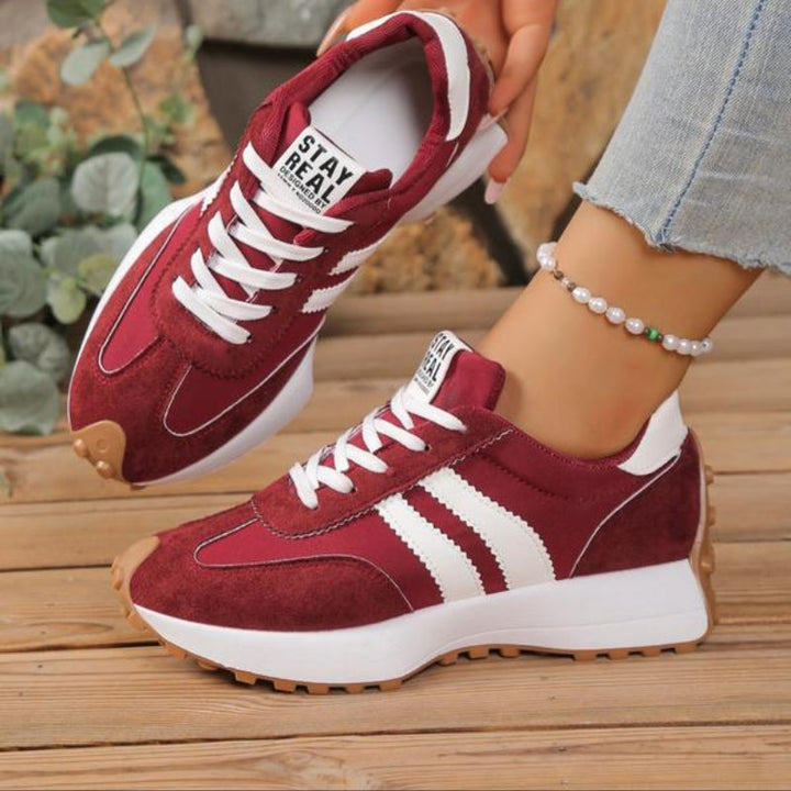 Women's Lace-Up Trainers with Low-Cut Design and Textured Sole