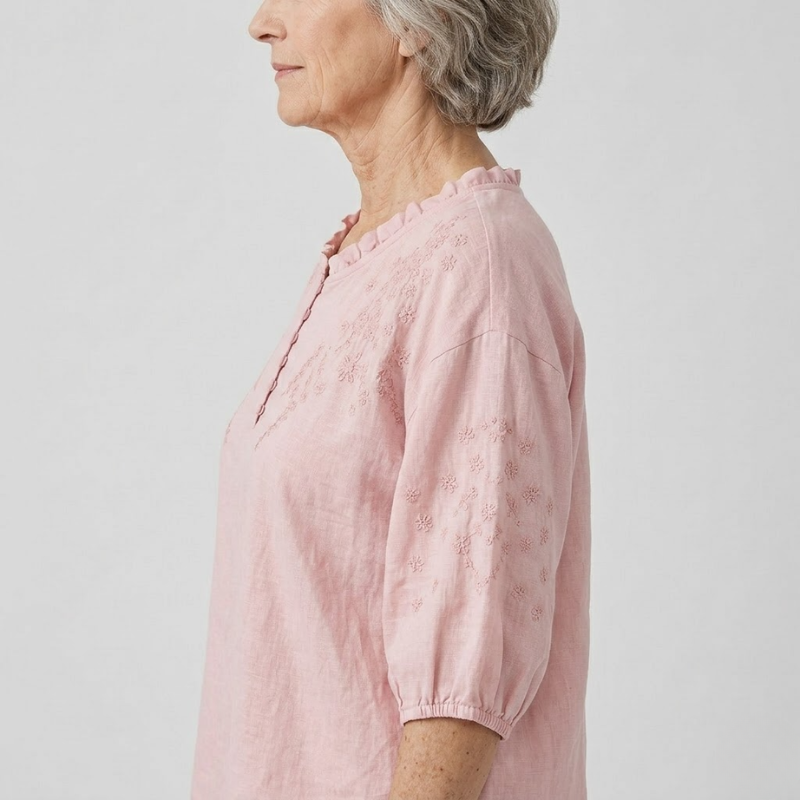 Embroidered Button Blouse