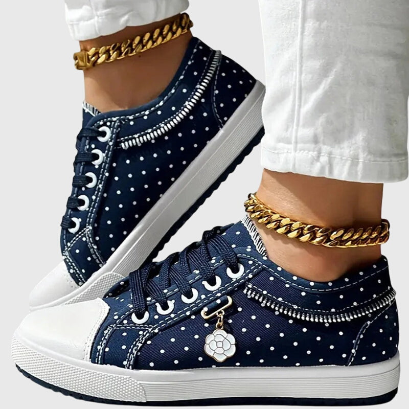 Women's Orthopaedic Lace-Up Floral Mesh Detail Shoes