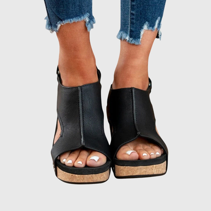 Women's Orthopaedic Taupe Cork Wedge Sandals
