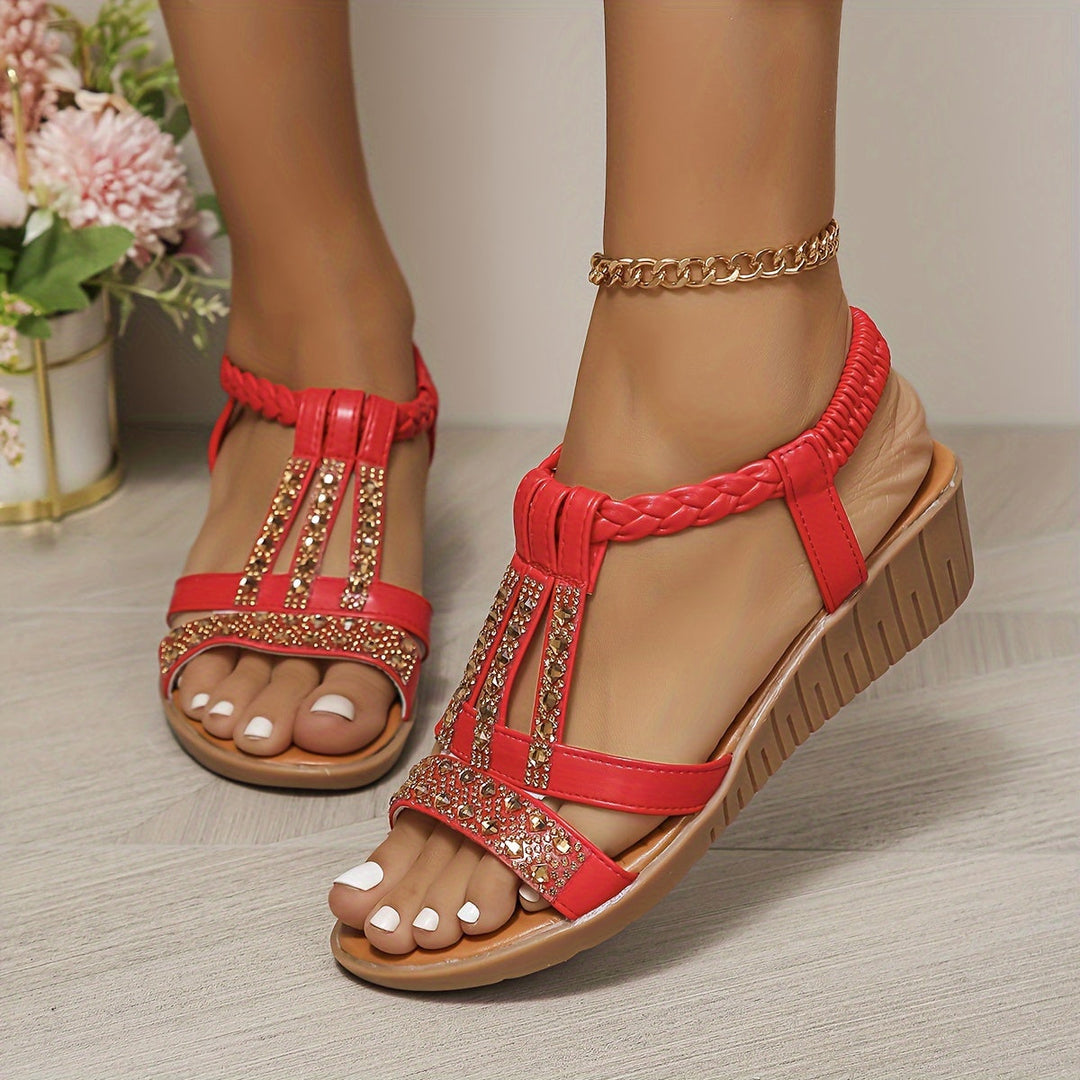 Women's Ankle Strap Wedge Orthopaedic Sandals Embellished