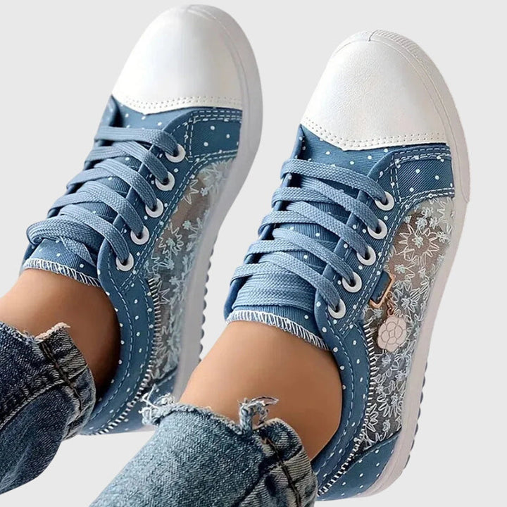 Women's Orthopaedic Lace-Up Floral Mesh Detail Shoes