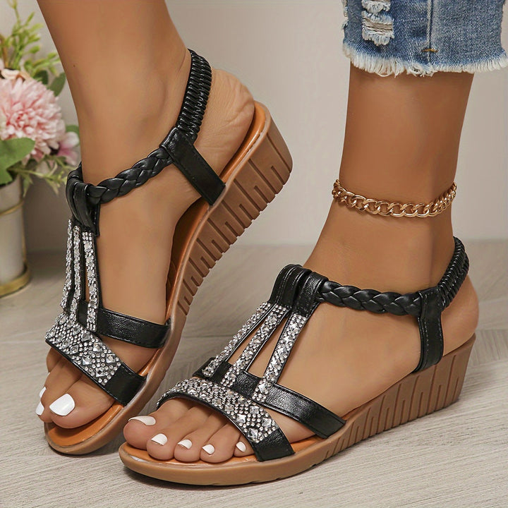 Women's Ankle Strap Wedge Orthopaedic Sandals Embellished