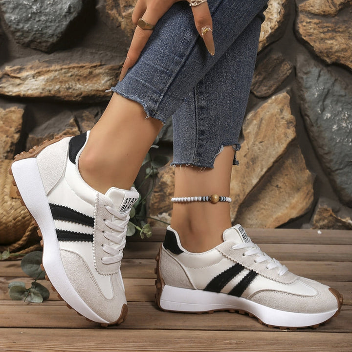 Women's Lace-Up Trainers with Low-Cut Design and Textured Sole