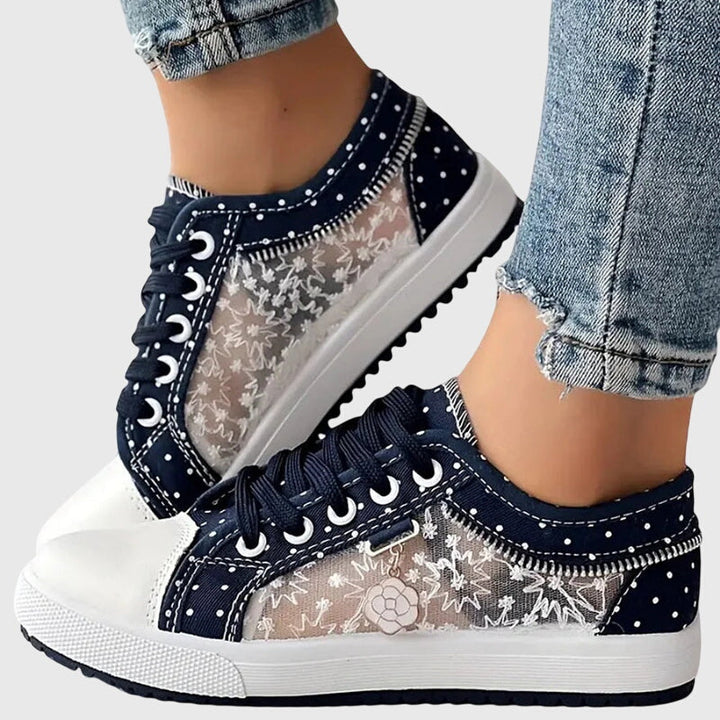 Women's Orthopaedic Lace-Up Floral Mesh Detail Shoes