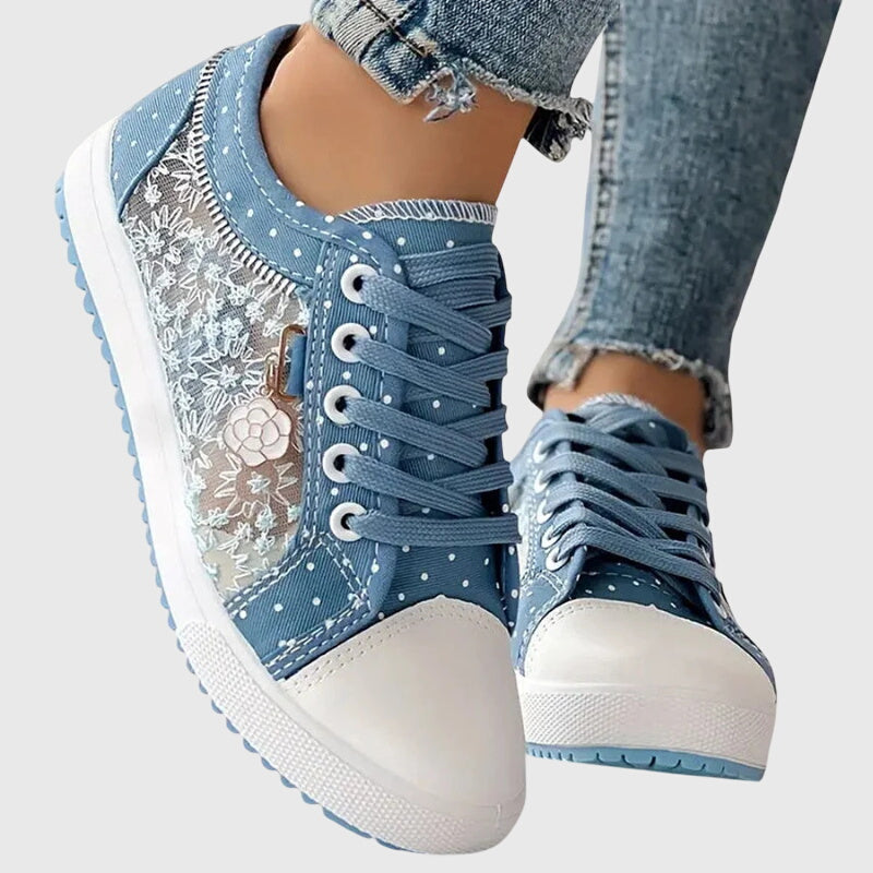 Women's Orthopaedic Lace-Up Floral Mesh Detail Shoes