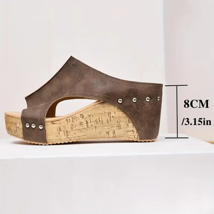 Women's Orthopedic Cushioned Cork Wedge Mule Sandals