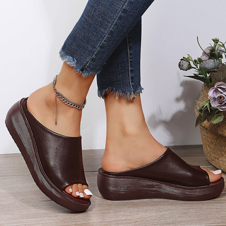 Women's Orthopedic Platform Wedge Mule Sandals Slip-On