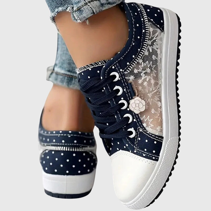 Women's Orthopaedic Lace-Up Floral Mesh Detail Shoes