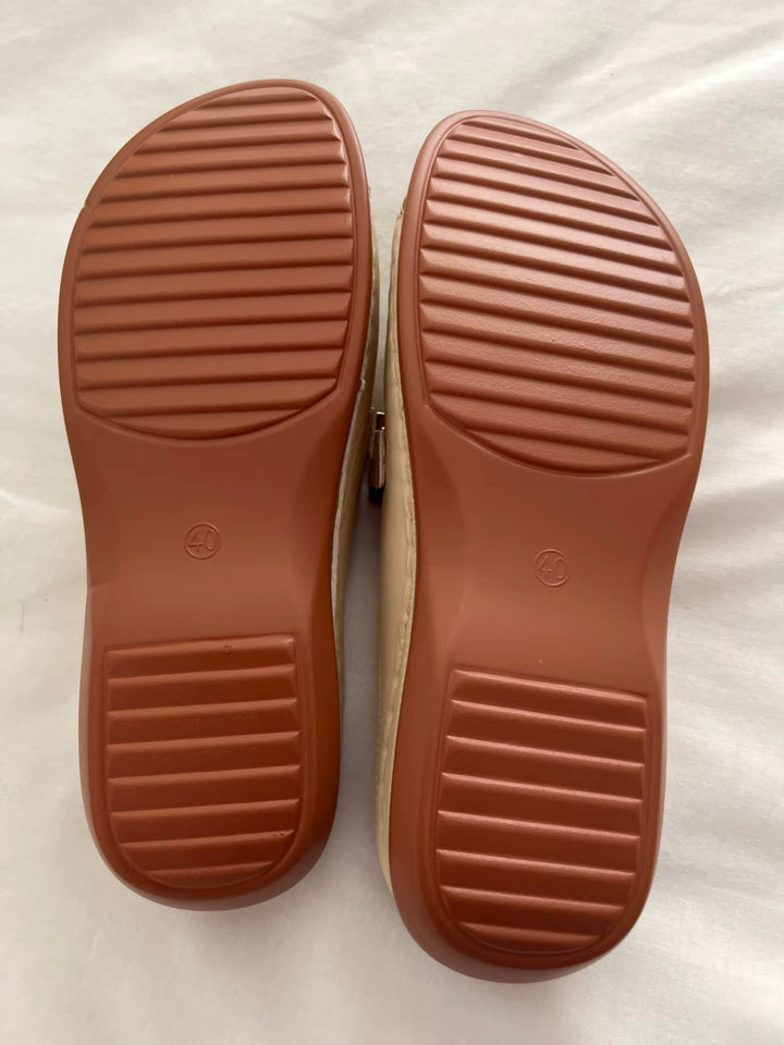 Women's Orthopedic Wedge Sandals Gold Chain Detail Slip On