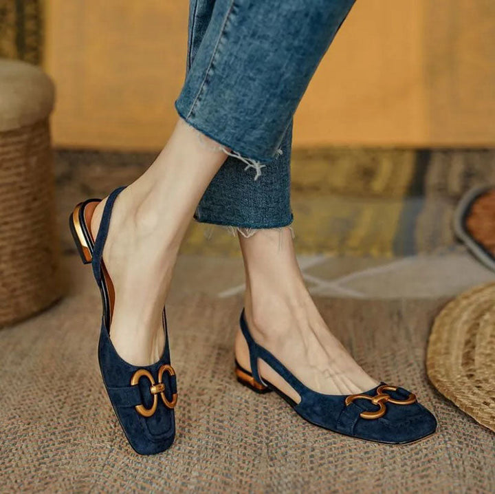 Women's Orthopaedic Suede Slingback Block Heel Shoes