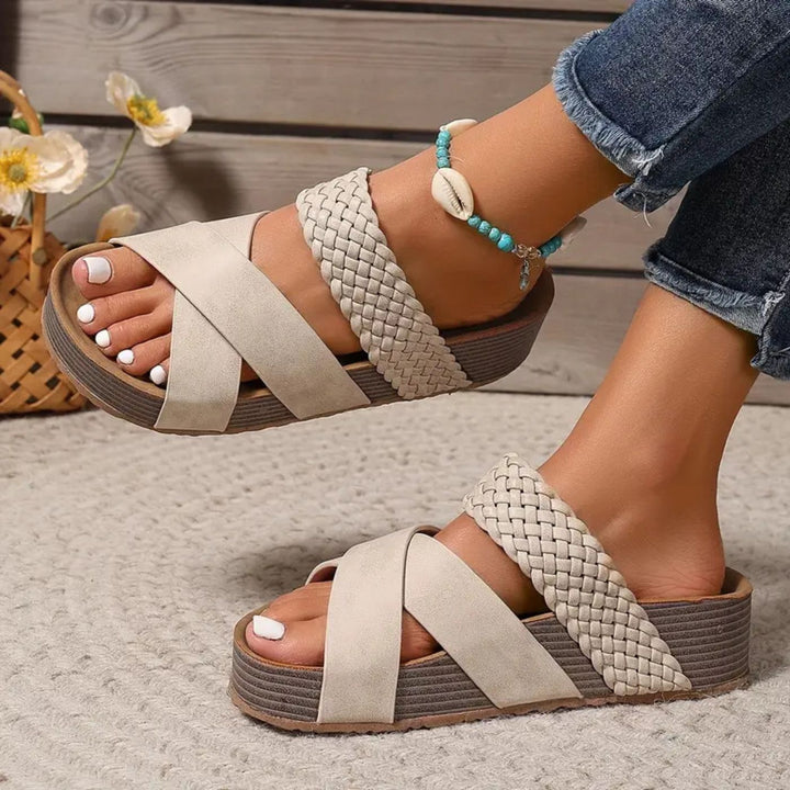Women's Orthopaedic Woven Crossover Platform Sandals