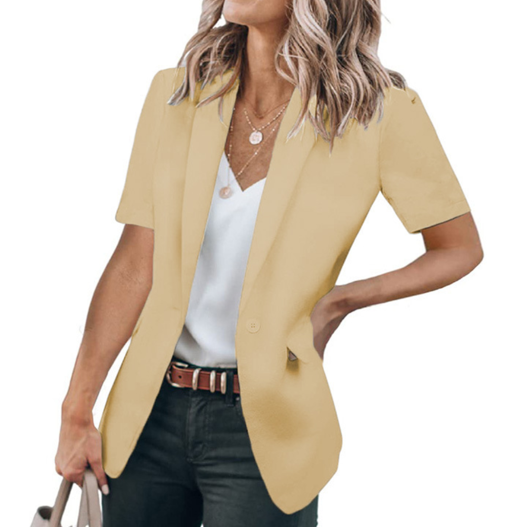 Women's Short Sleeve Open Front Lapel Casual Blazer