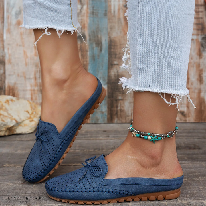 Women's Orthopaedic Suede Perforated Slip-On Mules