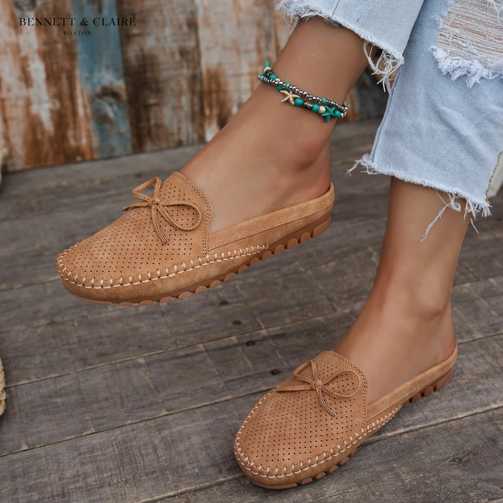 Women's Orthopaedic Suede Perforated Slip-On Mules