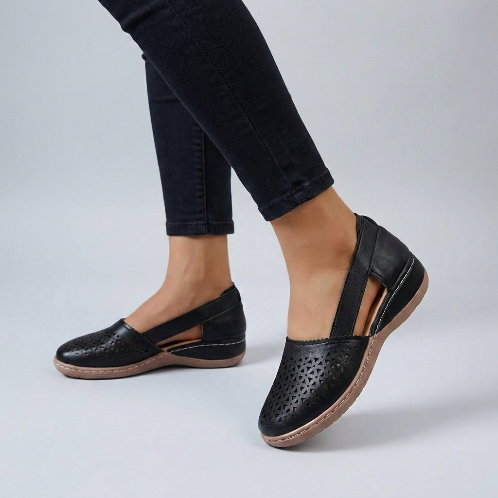 Women's Wide Fit Bunion Shoes Cutout Slip-On Shoes