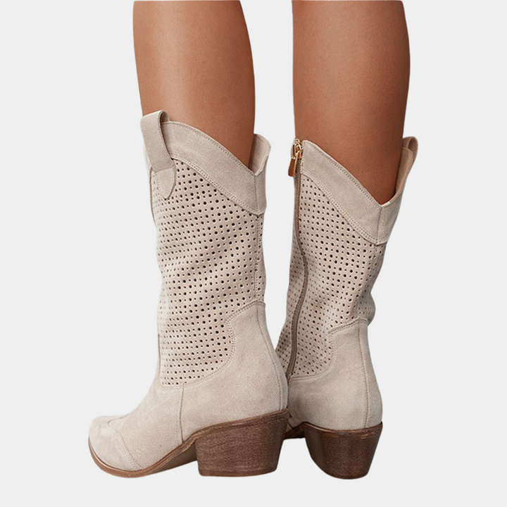 Women's Cowboy Orthopaedic Knee High Boots Perforated