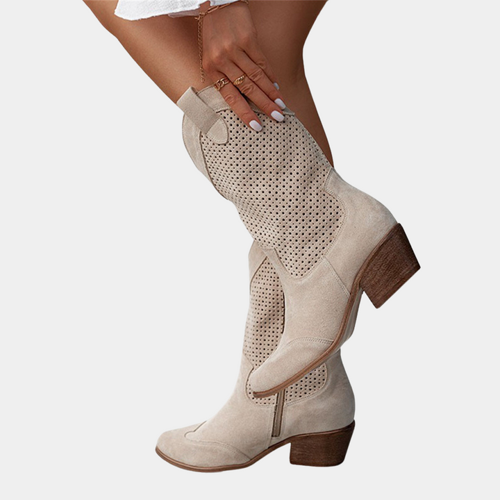 Women's Cowboy Orthopaedic Knee High Boots Perforated