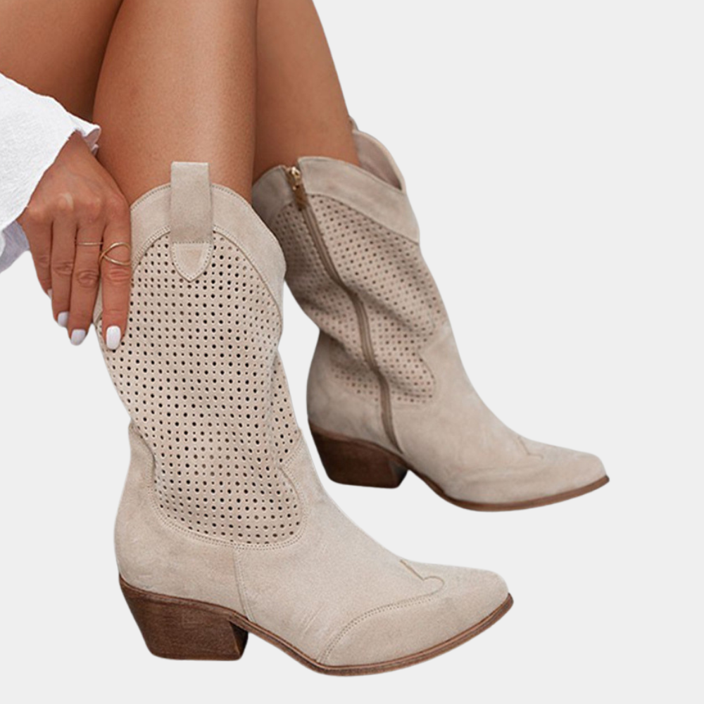 Women's Cowboy Orthopaedic Knee High Boots Perforated