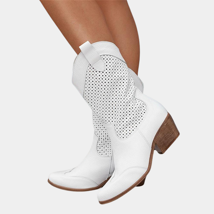 Women's Cowboy Orthopaedic Knee High Boots Perforated