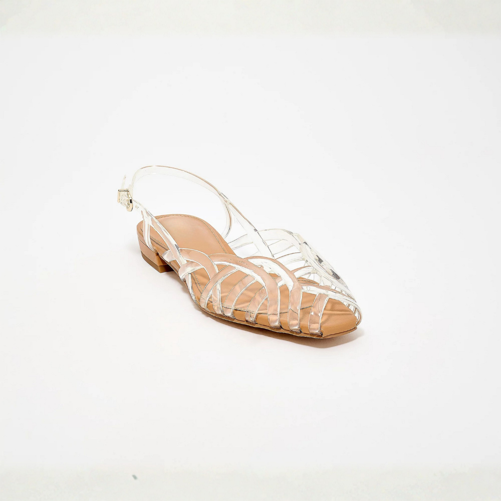 Women's Woven Leather Slingback Flat Sandals