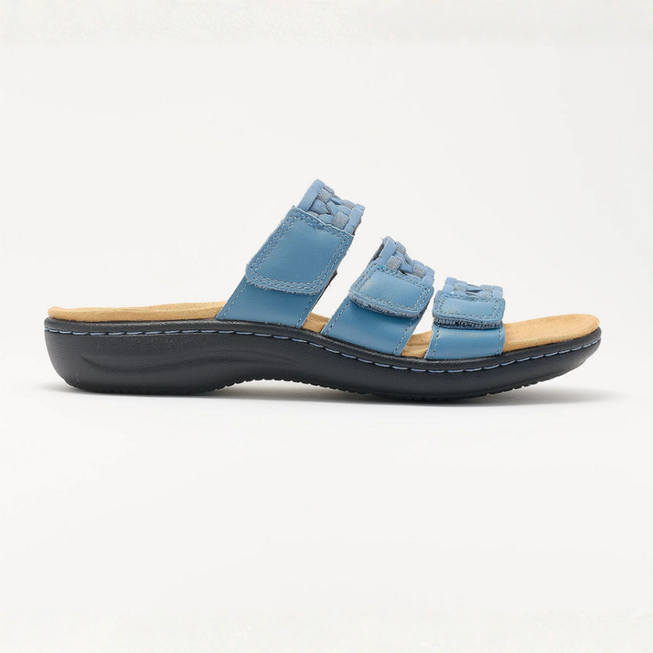 Women's Triple Strap Woven Leather Slide Sandals