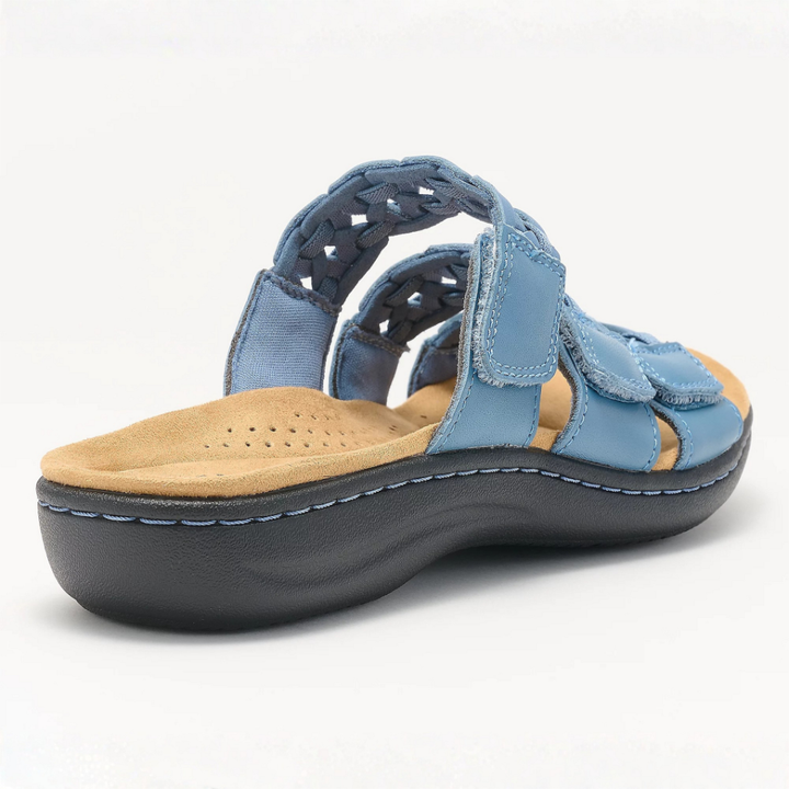 Women's Triple Strap Woven Leather Slide Sandals
