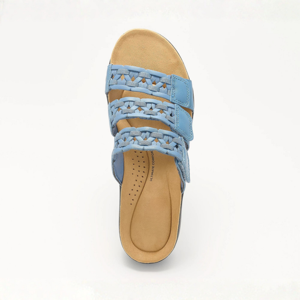 Women's Triple Strap Woven Leather Slide Sandals