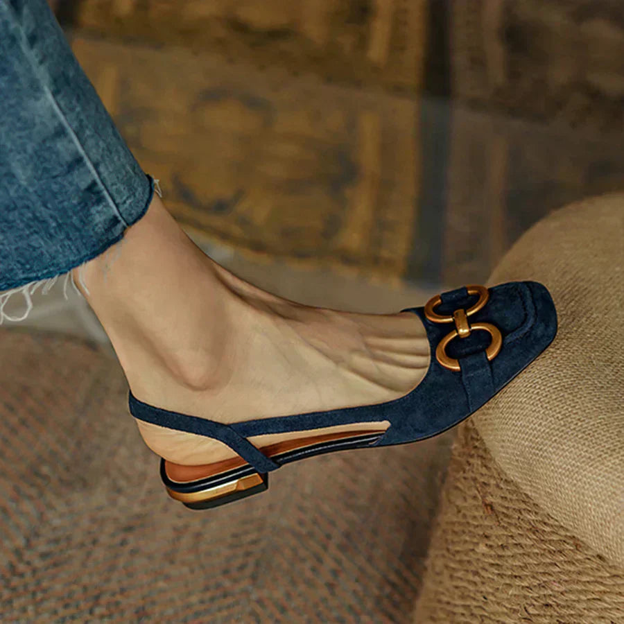 Women's Orthopaedic Suede Slingback Block Heel Shoes