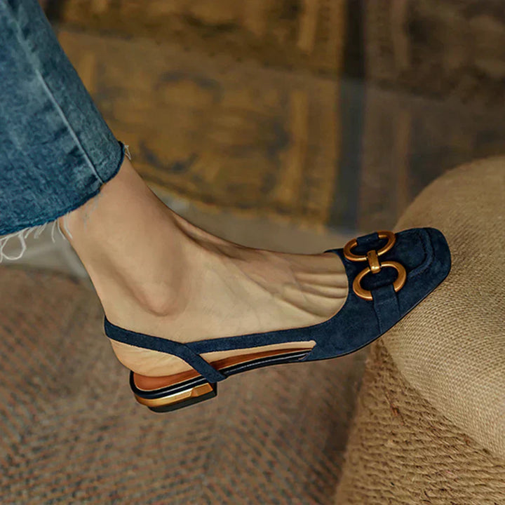 Women's Orthopaedic Suede Slingback Block Heel Shoes