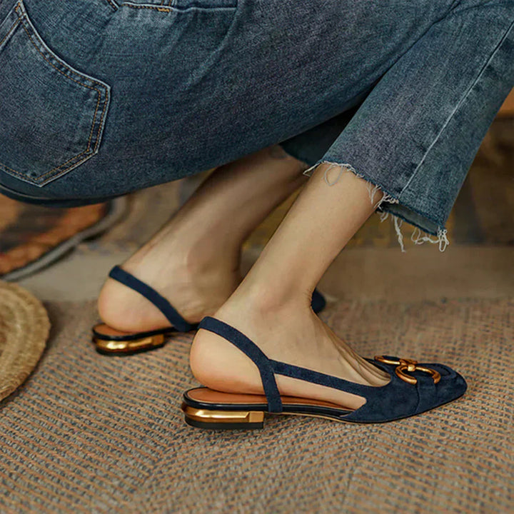 Women's Orthopaedic Suede Slingback Block Heel Shoes