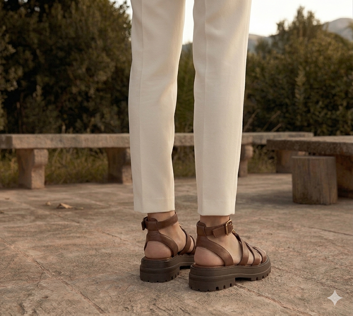 Women's Orthopaedic Gladiator Cage Strap Lug Sole Sandals