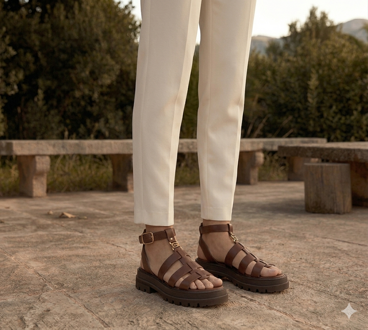 Women's Orthopaedic Gladiator Cage Strap Lug Sole Sandals