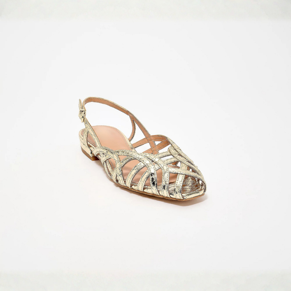 Women's Woven Leather Slingback Flat Sandals