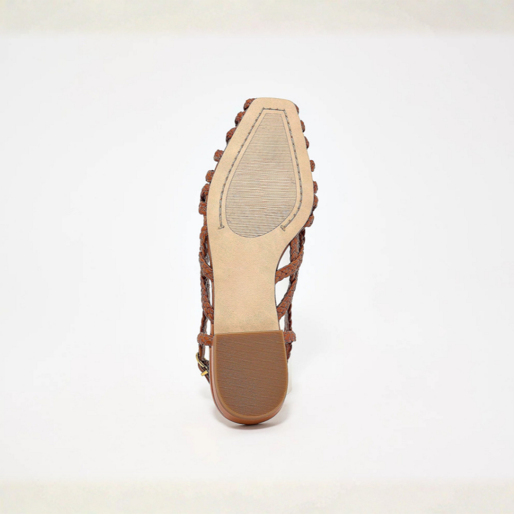 Women's Woven Leather Slingback Flat Sandals