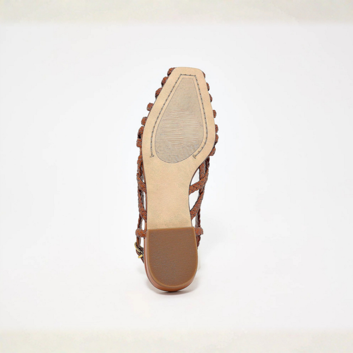 Women's Woven Leather Slingback Flat Sandals
