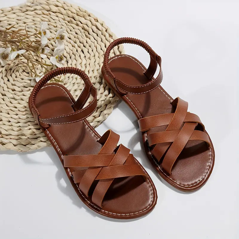 Women's Orthopedic Cross Strap Flat Ankle Strap Sandals
