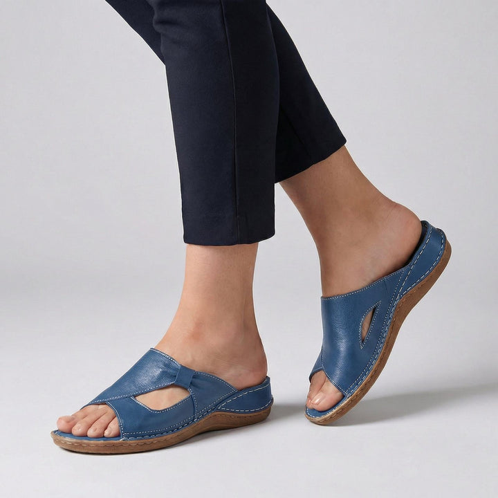 Women's Orthopaedic Slide Sandals Open Toe Leather Comfort