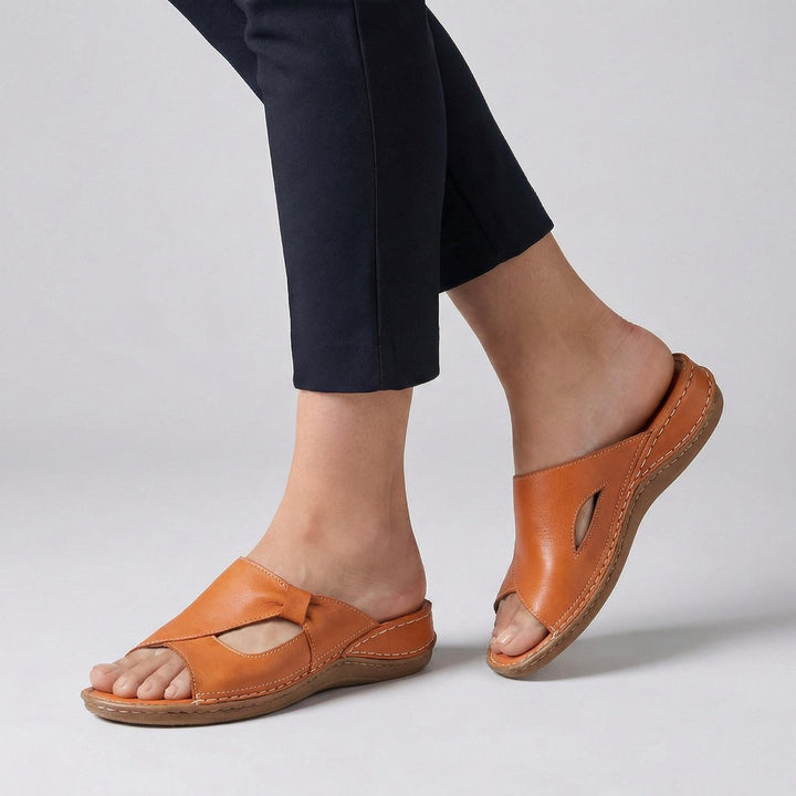 Women's Orthopaedic Slide Sandals Open Toe Leather Comfort