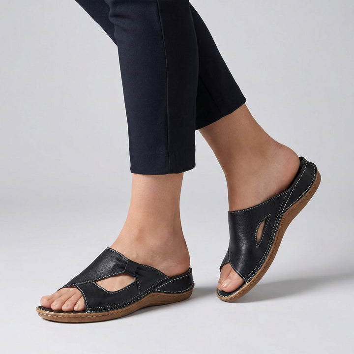 Women's Orthopaedic Slide Sandals Open Toe Leather Comfort