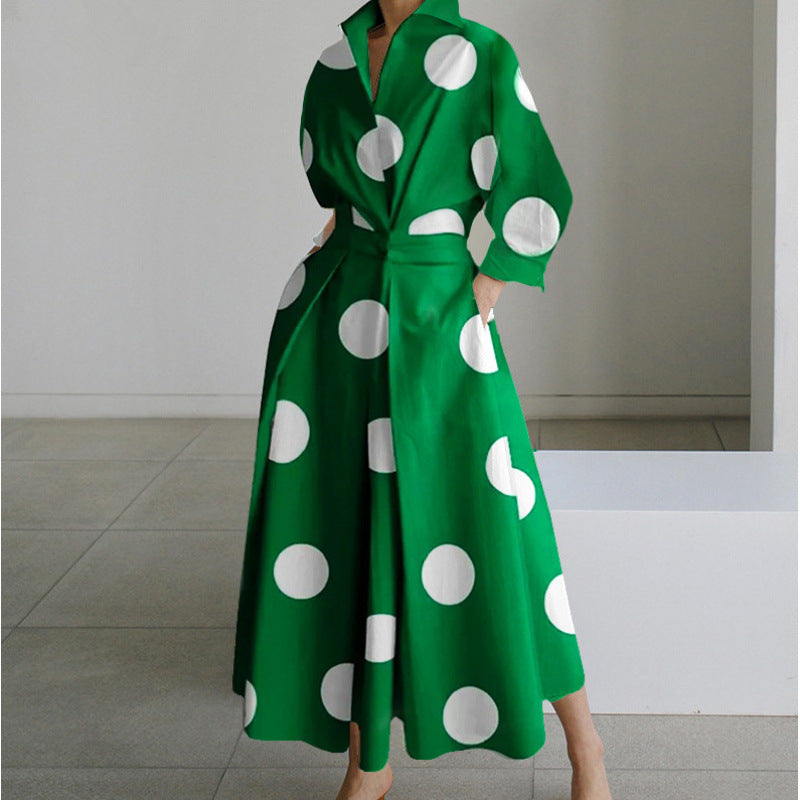 Women's Elegant Front Wrap Collared Maxi Dress