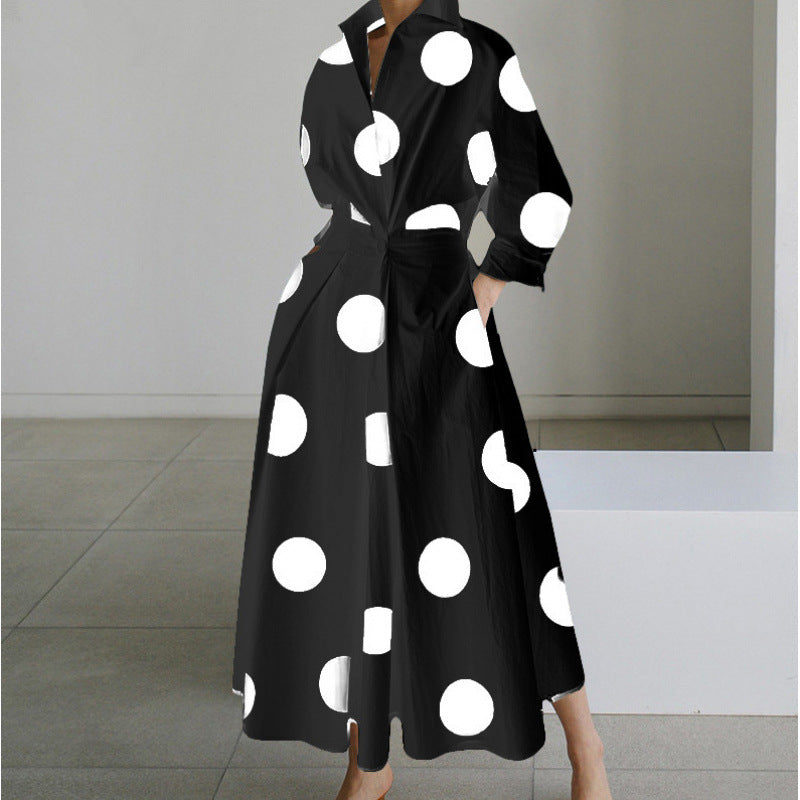 Women's Elegant Front Wrap Collared Maxi Dress