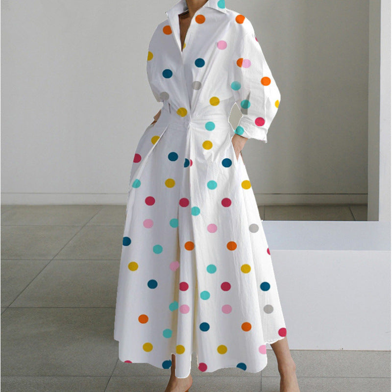 Women's Elegant Front Wrap Collared Maxi Dress