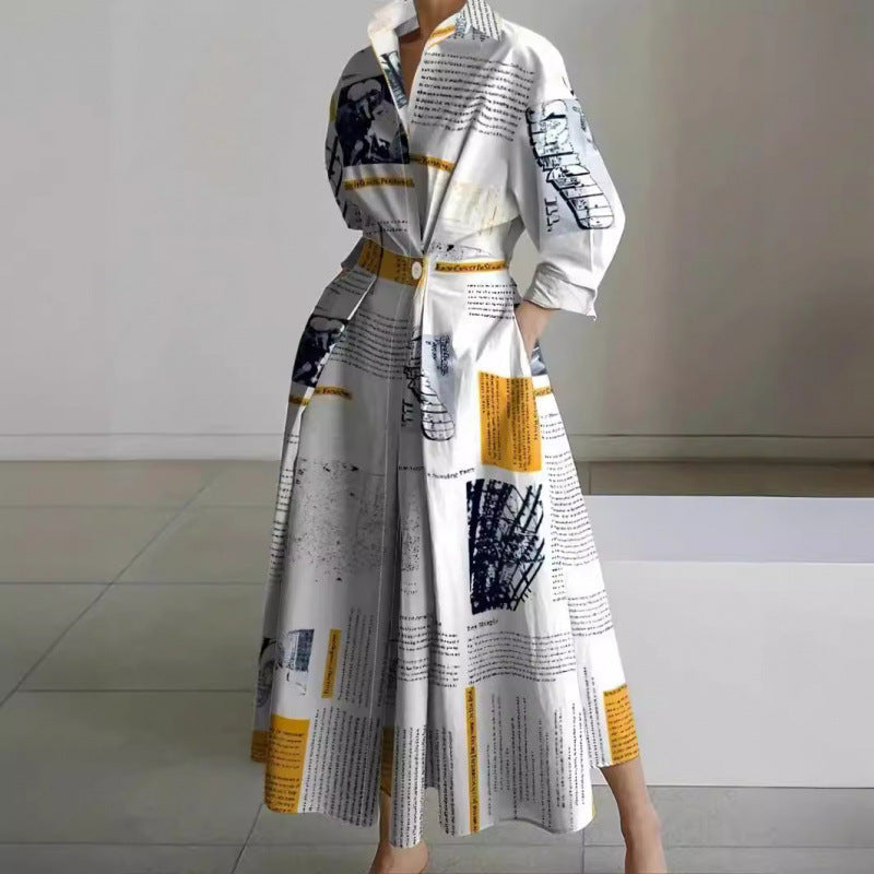 Women's Elegant Front Wrap Collared Maxi Dress